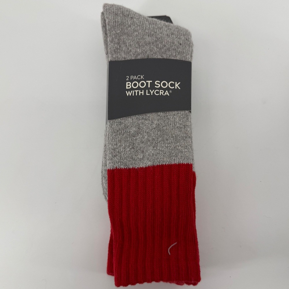 Alpine Design Mens 2 Pack Thermal Heavyweight Boot Socks Grey Red Size‎ 9-12 NEW